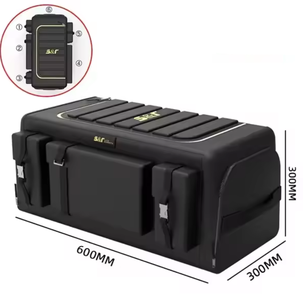 Trunk organizer with lid – 70L collapsible Oxford fabric box with multiple pockets